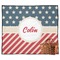 Stars and Stripes Picnic Blanket - Flat - With Basket