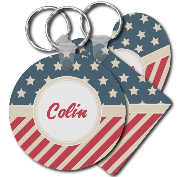 Custom Stars and Stripes Plastic Keychain (Personalized)