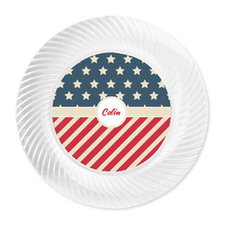 Stars and Stripes Plastic Party Dinner Plates - 10" (Personalized)