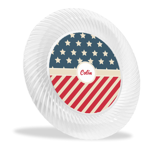 Custom Stars and Stripes Plastic Party Dinner Plates - 10" (Personalized)