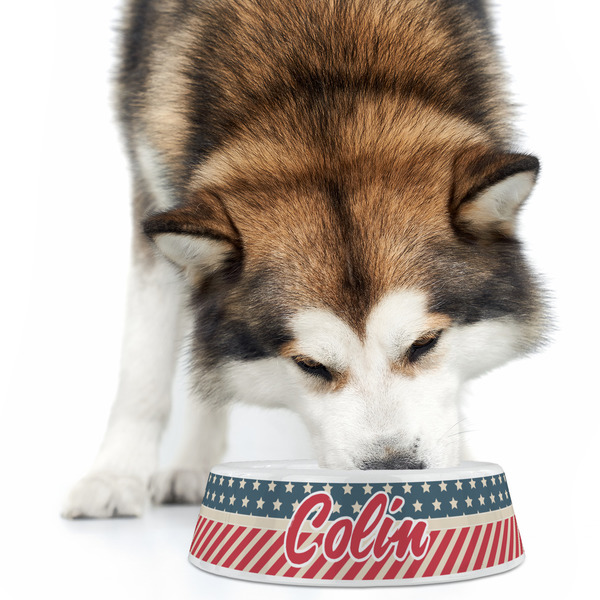 Stars and Stripes Plastic Pet Bowls - Large - LIFESTYLE