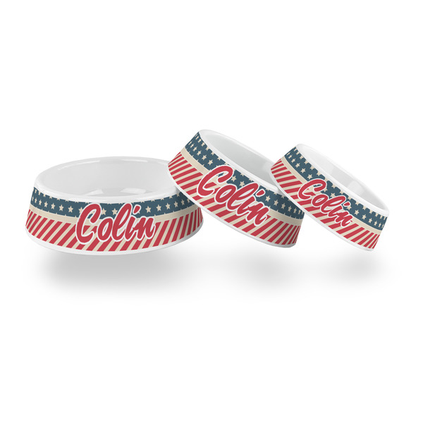 Stars and Stripes Plastic Pet Bowls - PARENT MAIN