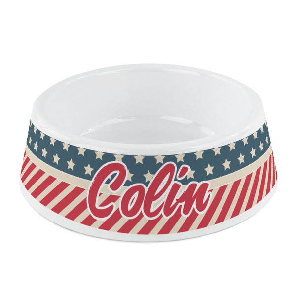 Custom Stars and Stripes Plastic Dog Bowl - Small (Personalized)