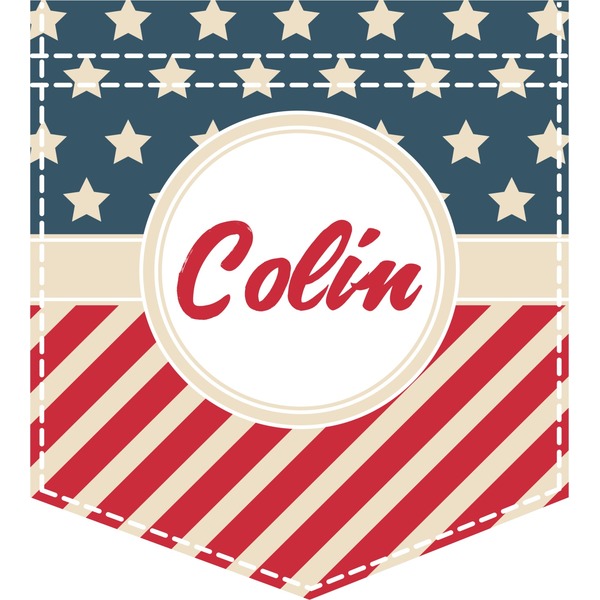 Custom Stars and Stripes Iron On Faux Pocket (Personalized)