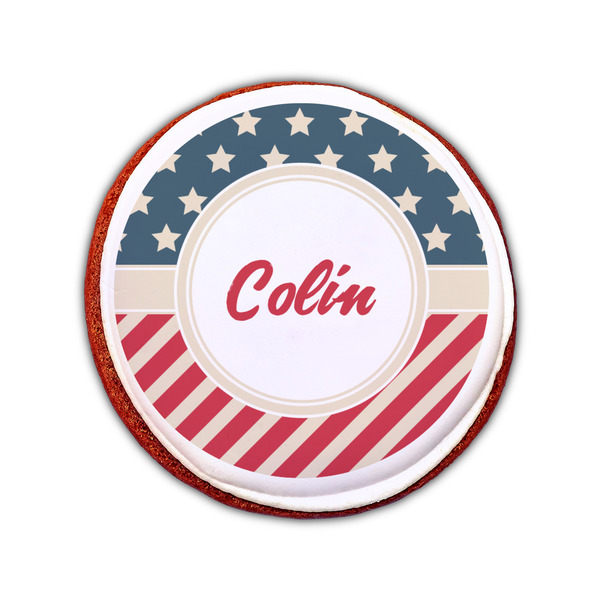 Stars and Stripes Printed Icing Circle - Small - On Cookie
