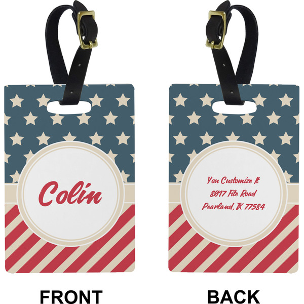 Stars and Stripes Rectangle Luggage Tag (Front + Back)