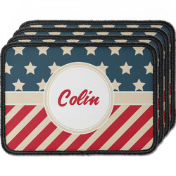 Stars and Stripes Iron On Rectangle Patches - Set of 4 w/ Name or Text