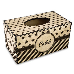 Stars and Stripes Wood Tissue Box Cover - Rectangle (Personalized)