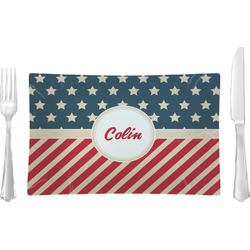 Stars and Stripes Glass Rectangular Lunch / Dinner Plate (Personalized)