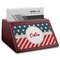 Stars and Stripes Red Mahogany Business Card Holder - Angle