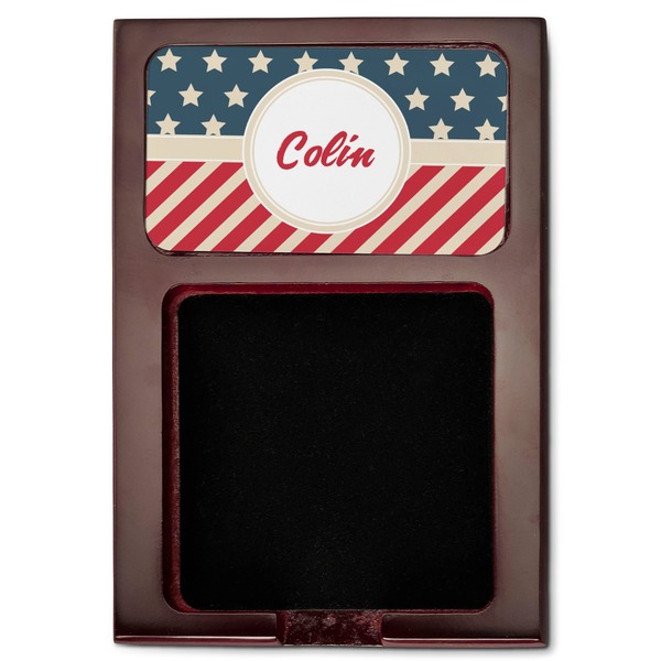 Stars and Stripes Red Mahogany Sticky Note Holder - Flat
