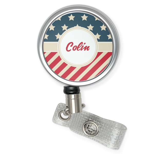 Custom Stars and Stripes Retractable Badge Reel (Personalized)