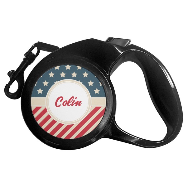 Custom Stars and Stripes Retractable Dog Leash (Personalized)