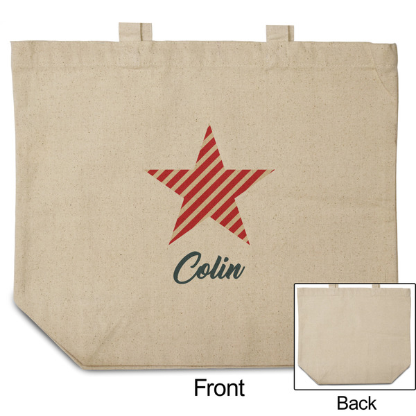Stars and Stripes Reusable Cotton Grocery Bag - Front & Back View