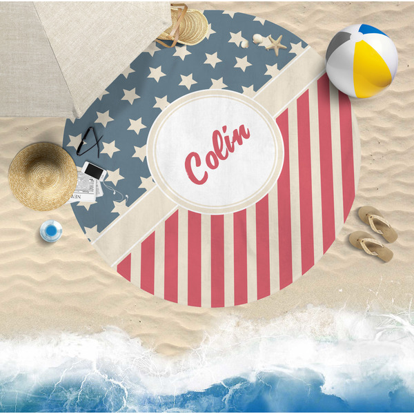 Stars and Stripes Round Beach Towel Lifestyle
