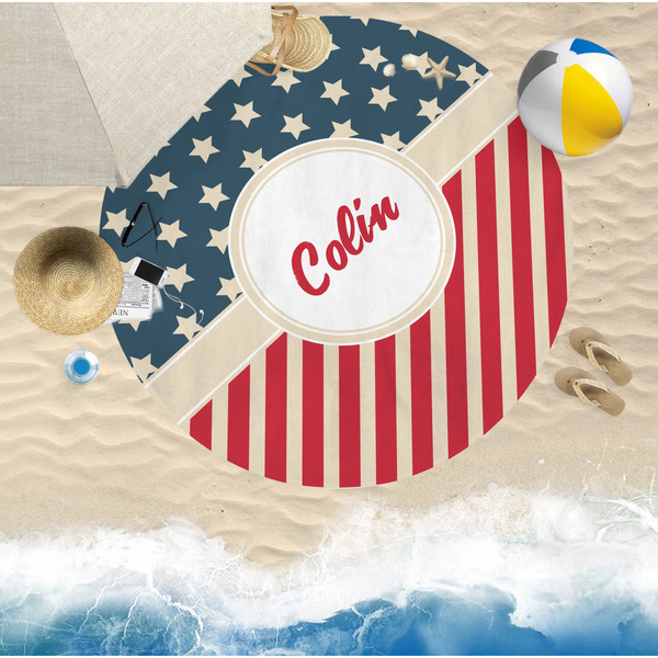 Stars and Stripes Round Beach Towel Lifestyle