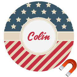 Stars and Stripes Round Car Magnet - 6" (Personalized)