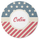 Stars and Stripes Round Rubber Backed Coaster (Personalized)