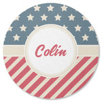 Stars and Stripes Round Rubber Backed Coaster (Personalized)