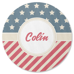 Stars and Stripes Round Rubber Backed Coaster (Personalized)