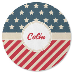 Stars and Stripes Round Rubber Backed Coaster (Personalized)
