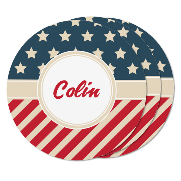 Stars and Stripes Round Fridge Magnet - THREE