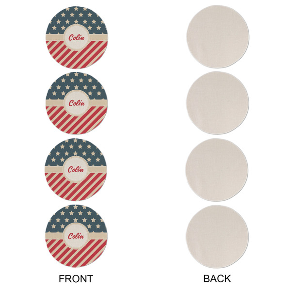 Stars and Stripes Round Linen Placemats - APPROVAL Set of 4 (single sided)