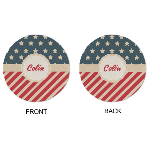 Stars and Stripes Round Linen Placemats - APPROVAL (double sided)