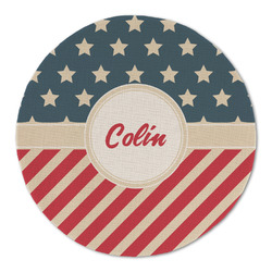 Stars and Stripes Round Linen Placemat - Single Sided (Personalized)