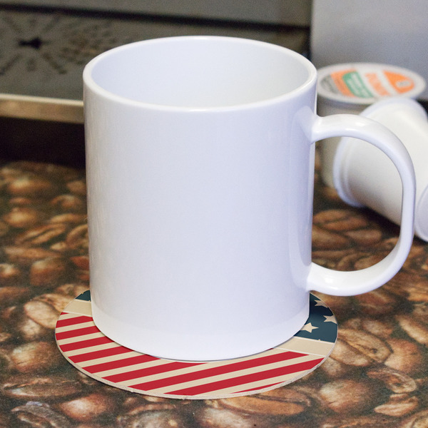 Stars and Stripes Round Paper Coaster - With Mug
