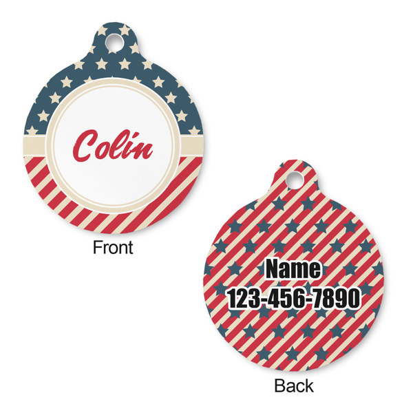 Stars and Stripes Round Pet ID Tag - Large - Approval