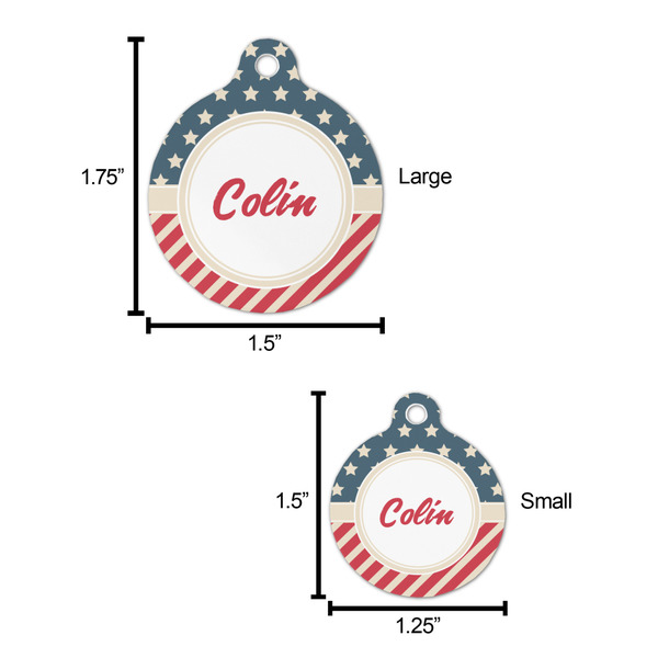 Stars and Stripes Round Pet ID Tag - Large - Comparison Scale
