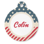 Stars and Stripes Round Pet ID Tag - Large (Personalized)