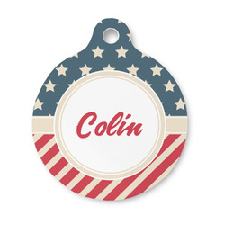 Stars and Stripes Round Pet ID Tag - Small (Personalized)