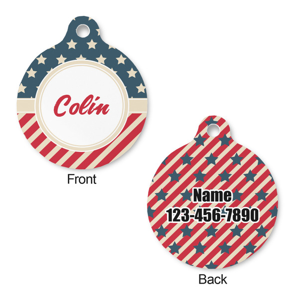 Stars and Stripes Round Pet Tag - Front & Back