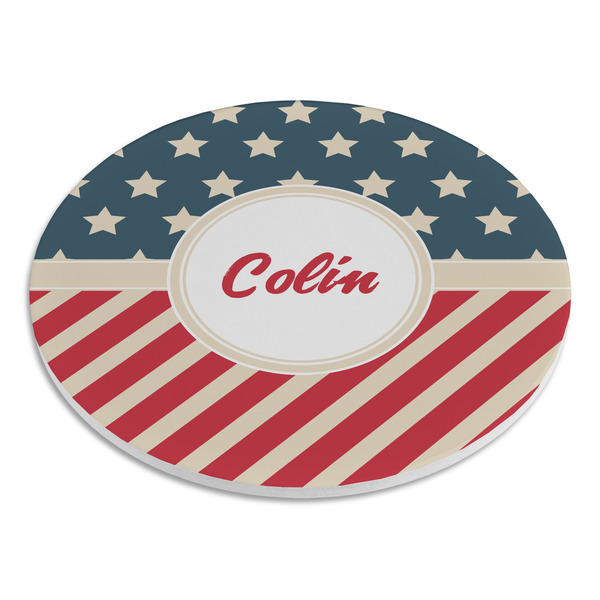 Stars and Stripes Round Stone Trivet - Angle View