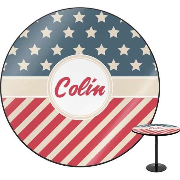 Custom Stars and Stripes Round Table - 30" (Personalized)