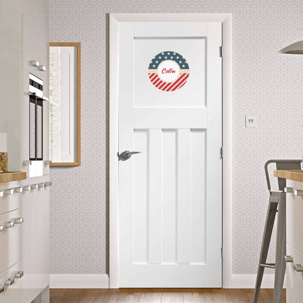Stars and Stripes Round Wall Decal on Door