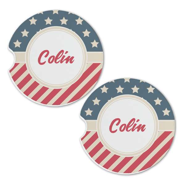 Stars and Stripes Sandstone Car Coasters - Set of 2