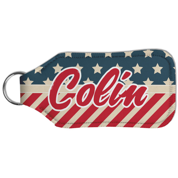 Stars and Stripes Sanitizer Holder Keychain - Large (Back)