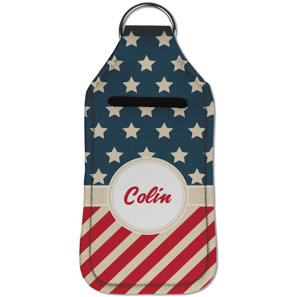 Stars and Stripes Sanitizer Holder Keychain - Large (Front)