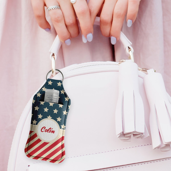 Stars and Stripes Sanitizer Holder Keychain - Large (LIFESTYLE)