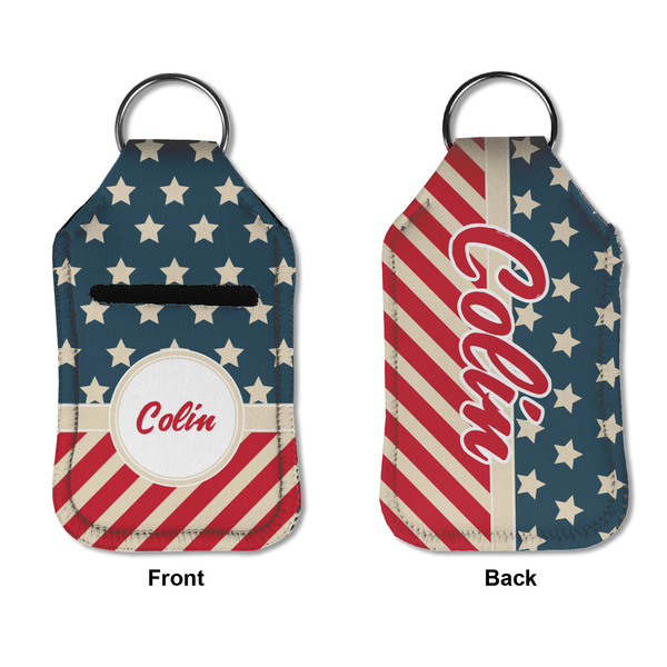Stars and Stripes Sanitizer Holder Keychain - Small APPROVAL (Flat)