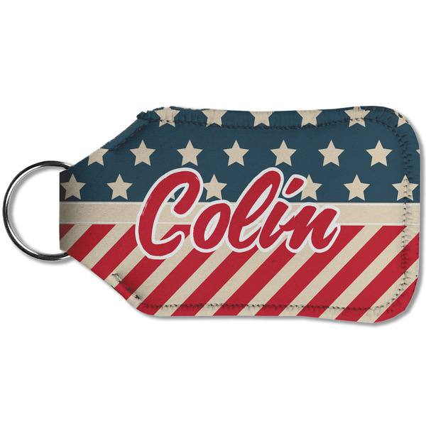 Stars and Stripes Sanitizer Holder Keychain - Small (Back)