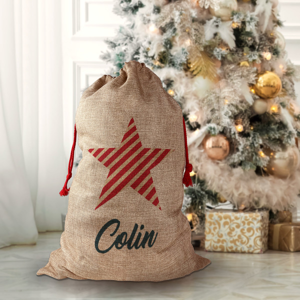 Stars and Stripes Santa Bag - Front (stuffed)
