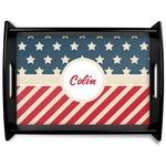 Stars and Stripes Black Wooden Tray - Large (Personalized)