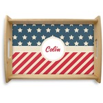 Stars and Stripes Natural Wooden Tray - Small (Personalized)