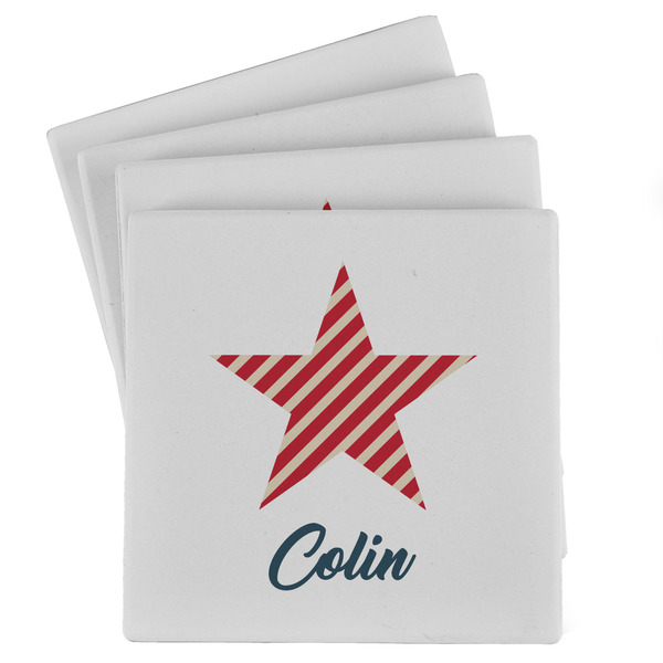 Custom Stars and Stripes Absorbent Stone Coasters - Set of 4 (Personalized)