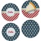 Stars and Stripes Set of 4 Glass Appetizer / Dessert Plate 8" (Personalized)