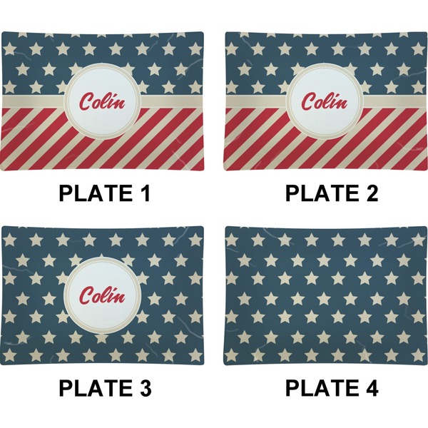 Stars and Stripes Set of Rectangular Appetizer / Dessert Plates (Approval)